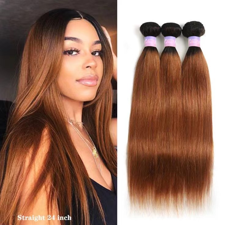 Recto 24 lumiere 1B/30 Ombre pelo liso 3 paquetes 100% extensión de cabello humano virgen