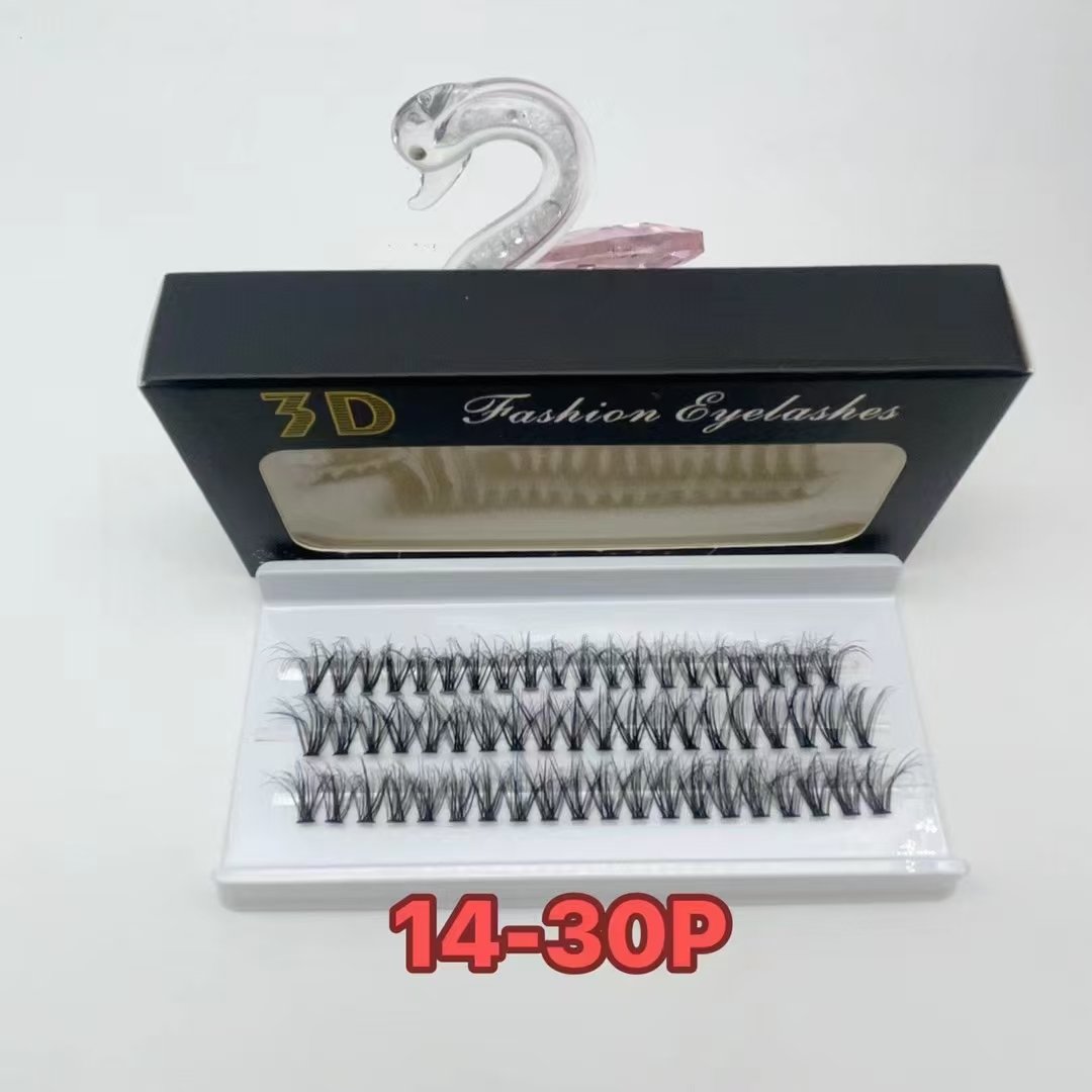 False eyelashes 3-row set， self grafting Premade fan