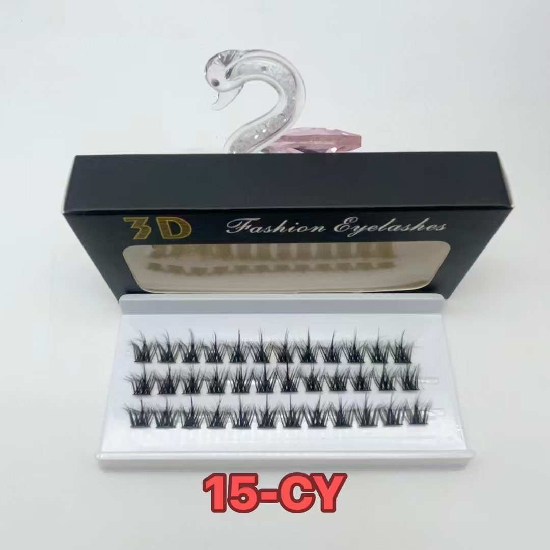 False eyelashes 3-row set， self grafting Premade fan