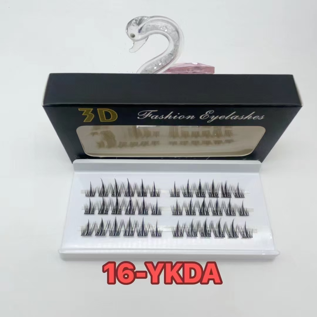 False eyelashes 3-row set， self grafting Premade fan