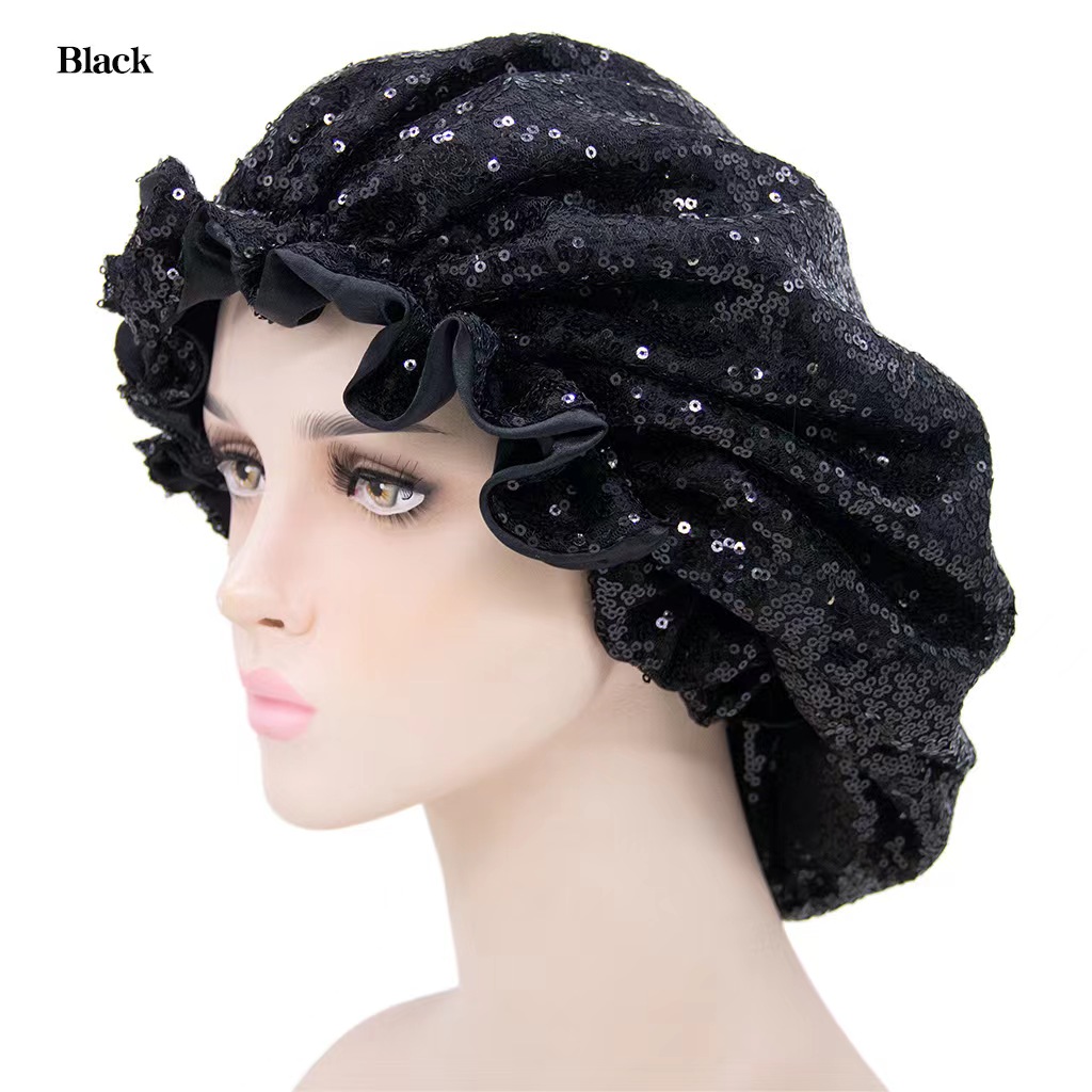 Double Ladies' sequined lace nightcap