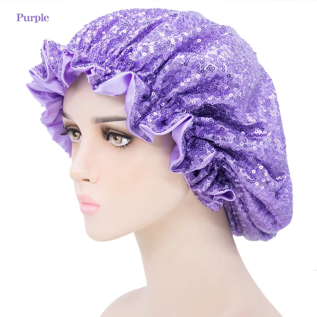 Double Ladies' sequined lace nightcap