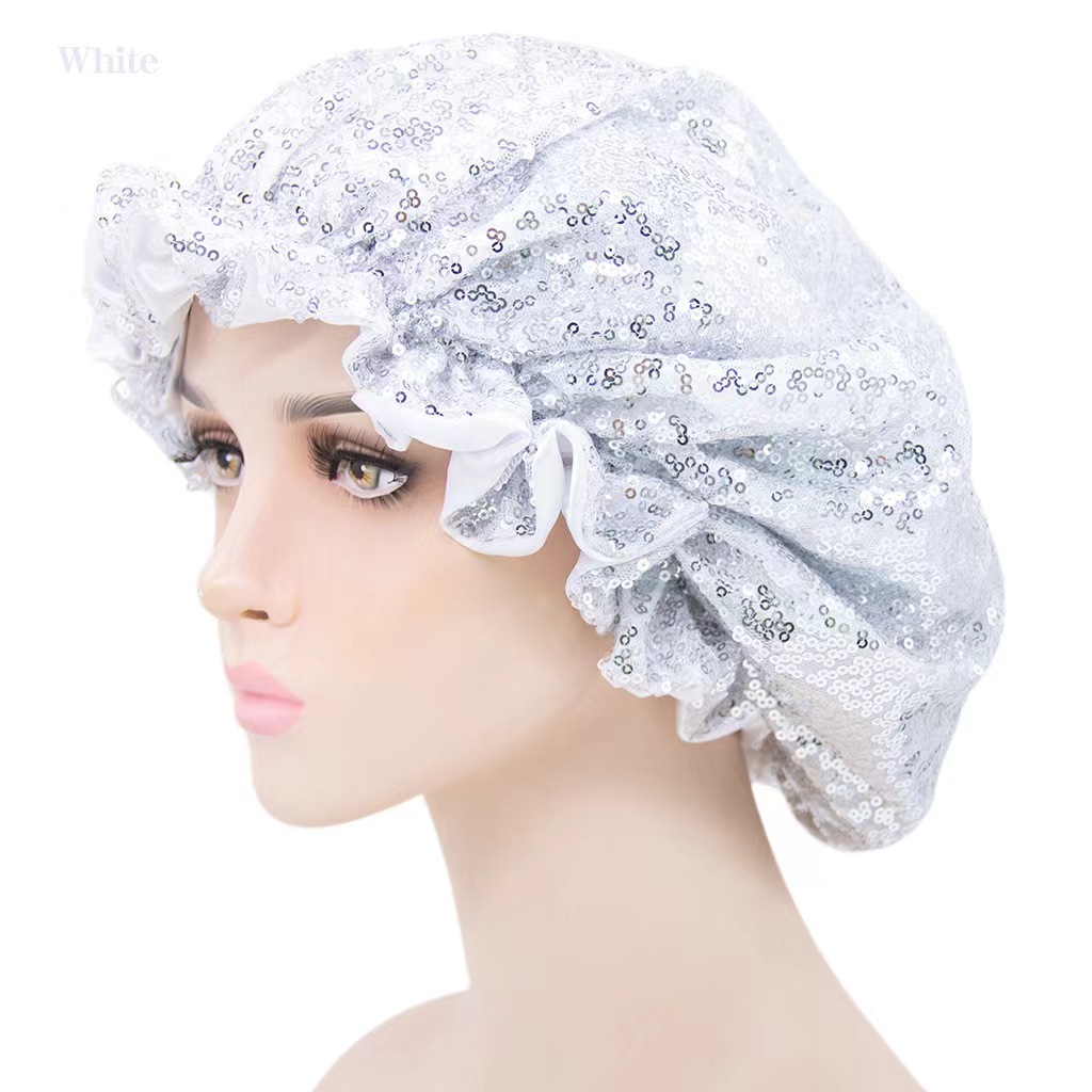 Double Ladies' sequined lace nightcap