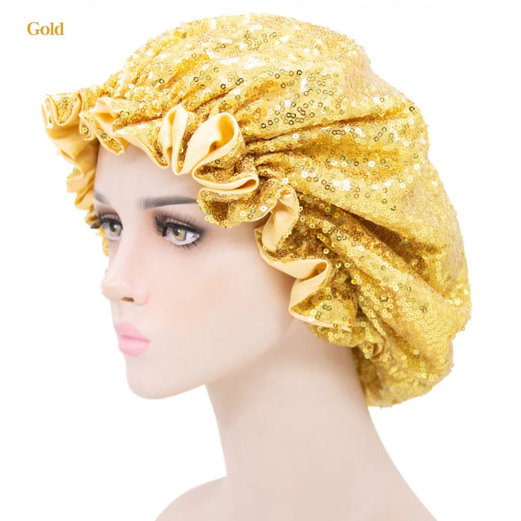 Double Ladies' sequined lace nightcap